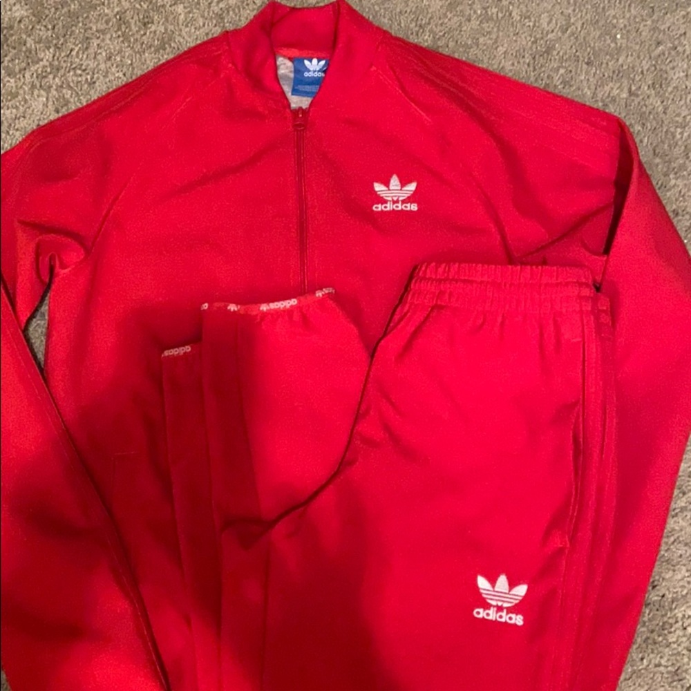 Adidas red tracksuit